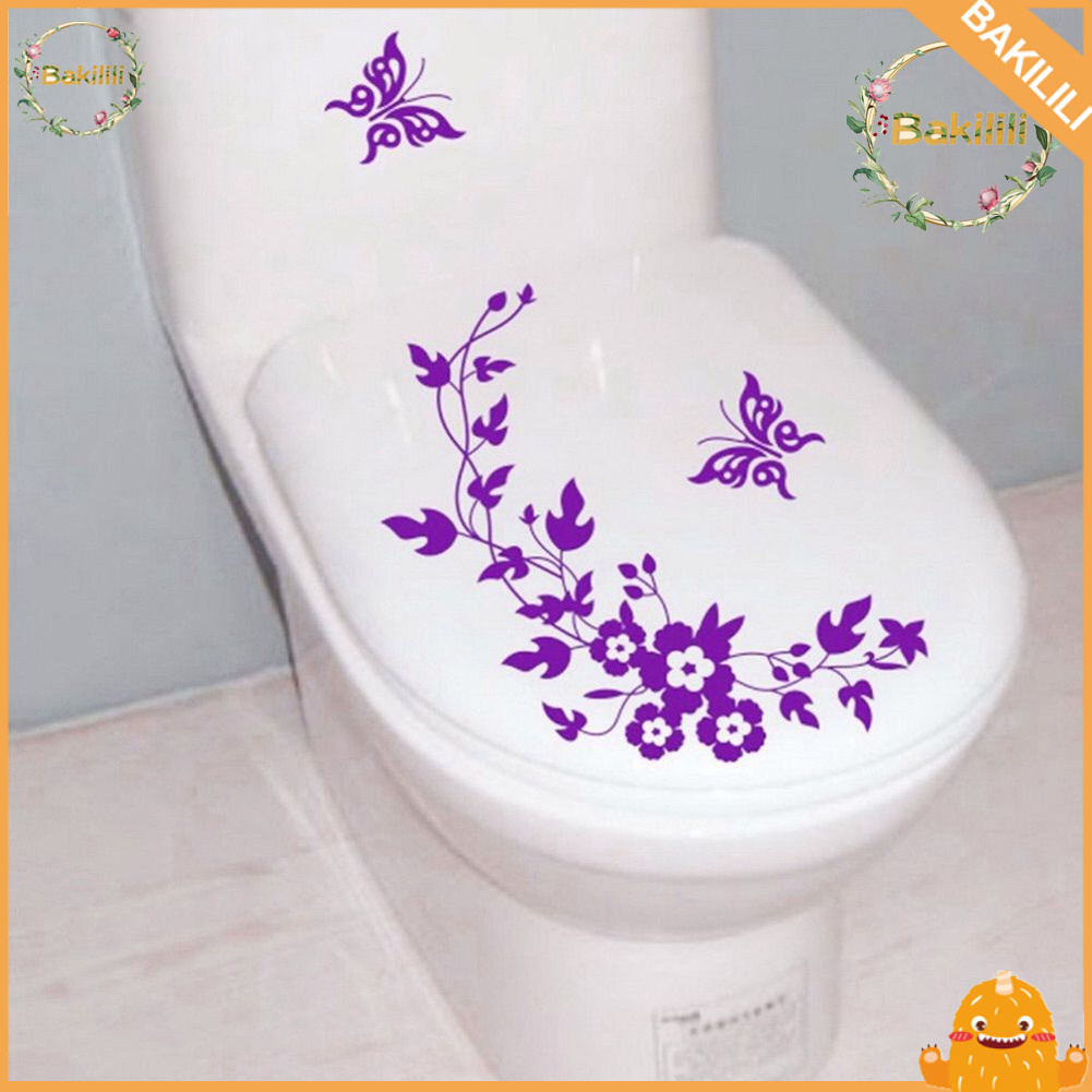 Butterfly Flower Bathroom Toilet Laptop Wall Decals Sticker Home Decoration