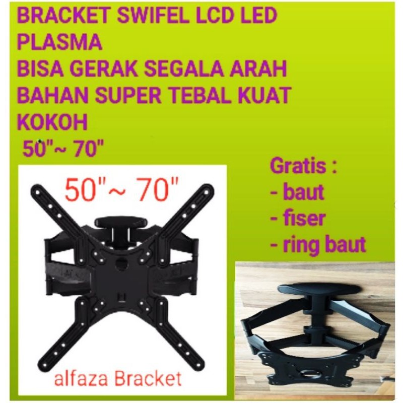 Bracket Breket LED LCD Swifel TV 70&quot; 65&quot; 60&quot; 55&quot; 50&quot; Bisa gerak 6 arah high quality