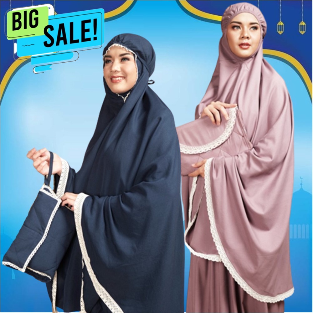 mukena adara katun polos renda bali jumbo dewasa premium murah renda rajut