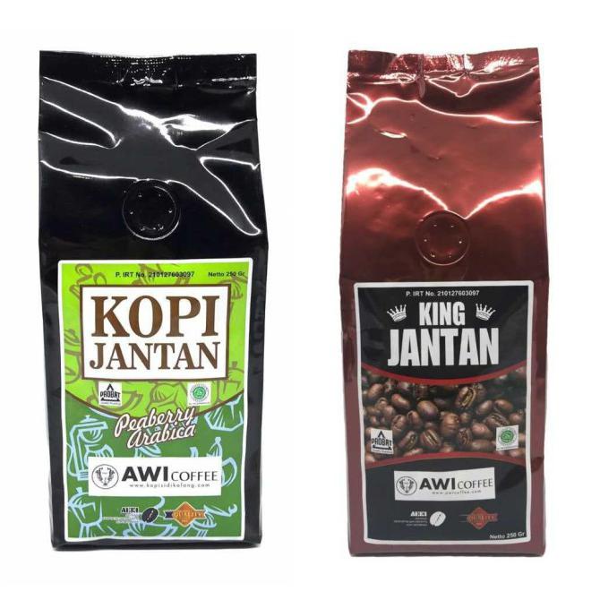 

AWI COFFEE KOPI PEABERRY 250 GR + KOPI KING JANTAN PEABERRY 250 GR - BUBUK