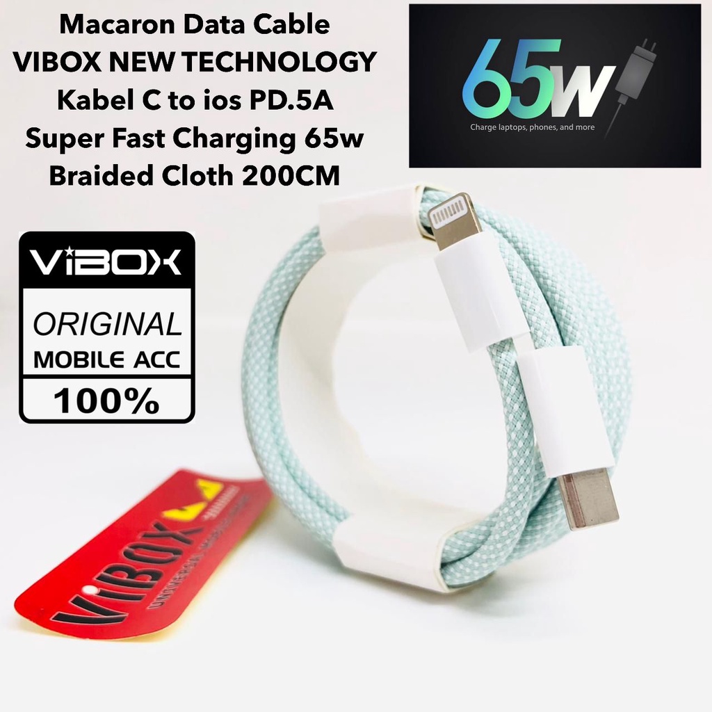 PROMO VIBOX Kabel Data 200CM Fast Charging 30W TYPE-C TO IPHONE Macaron MFI KL-X59 PD3.0 4.0 Untuk 13 / 14Pro max