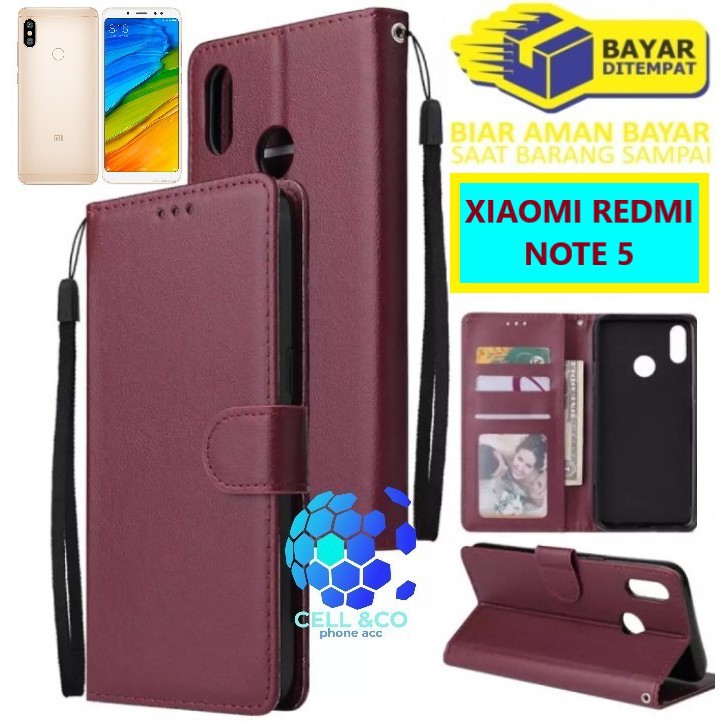 Flip cover XIAOMI REDMI NOTE 5 Flip case buka tutup kesing hp casing flip case leather wallet