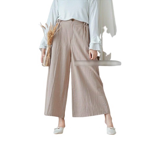 KULOT PANJANG WANITA - ELAINE CULLOTE PANT KATUN RAMI RESLETING DEPAN - CELANA PANJANG WANITA MURAH '-4