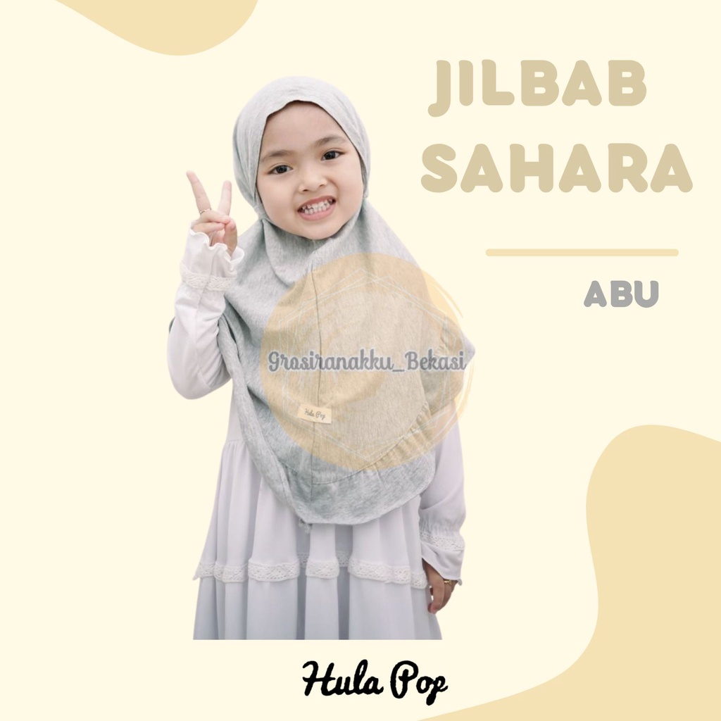 Jilbab Anak Sahara Hullapop Warna Abu Size 1-5thn