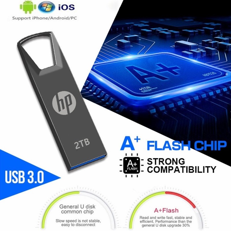Hp Flashdisk USB High Speed Anti Air Bahan Metal Kapasitas 16gb / 32GB / 64GB / 128GB
