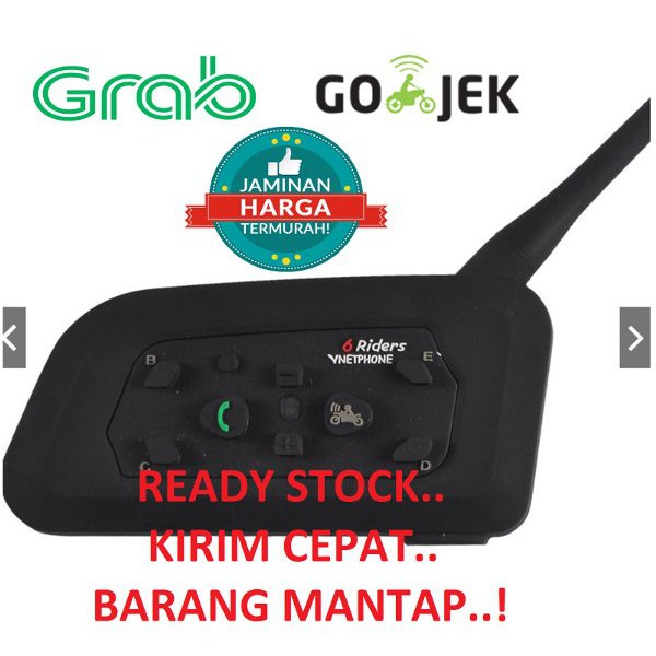 TERLARIS Bluetooth Intercom V6 6-riders 1200M for helmet Termurah