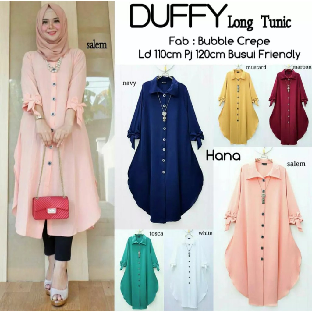 aliafashion18 - DUFFY LONG TUNIK / ATASAN WANITA / TUNIK WANITA / FASHION MUSLIM