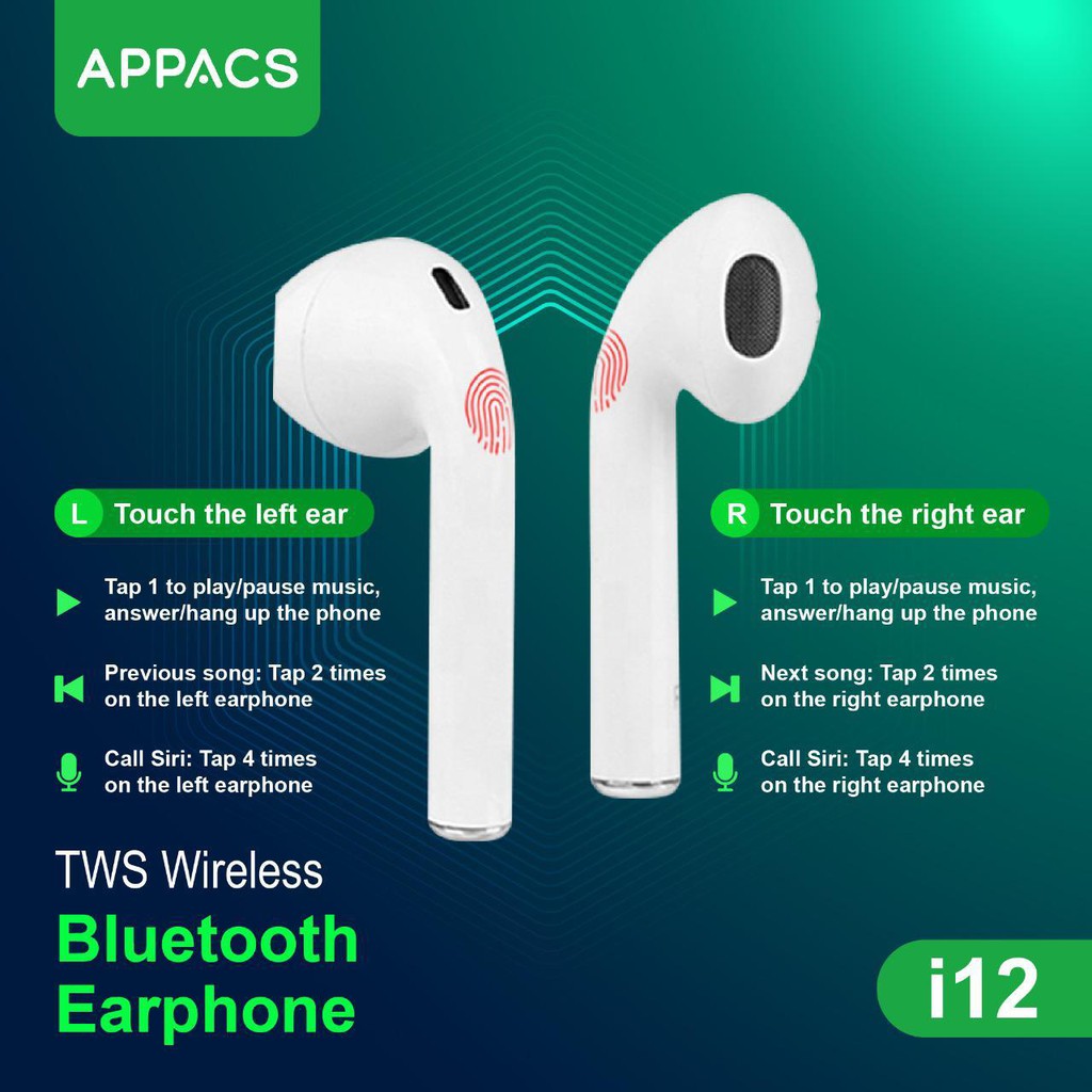 Earphone Bluetooth TWS i12