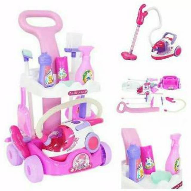 Mainan Vaccum Cleaner trolley vacum cleaning set