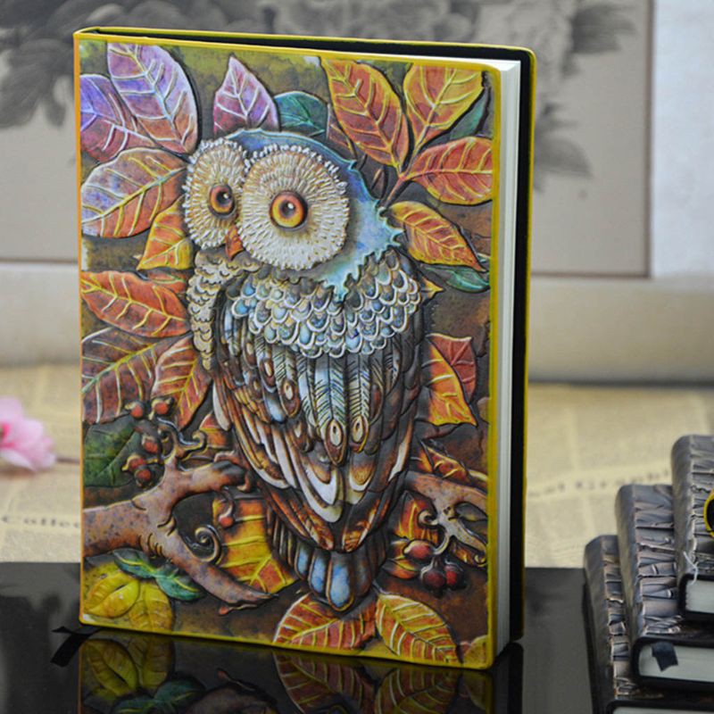 

Free Ongkir ya 3D Carving Owl Embossed Notebook Journal Notepad Travel Diary Planner Sketchbook