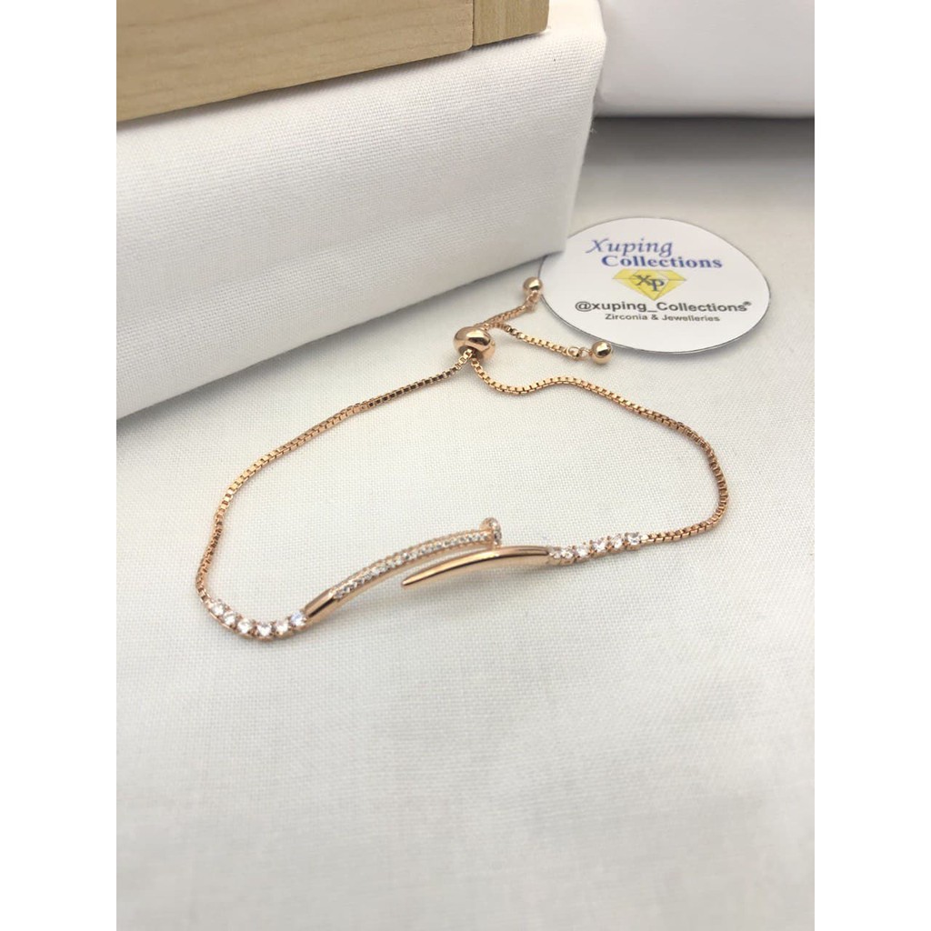Gelang Serut Paku Rosegold Titanium Full Diamond Xuping PERSIS ASLI Anti Karat Hitam Alergi