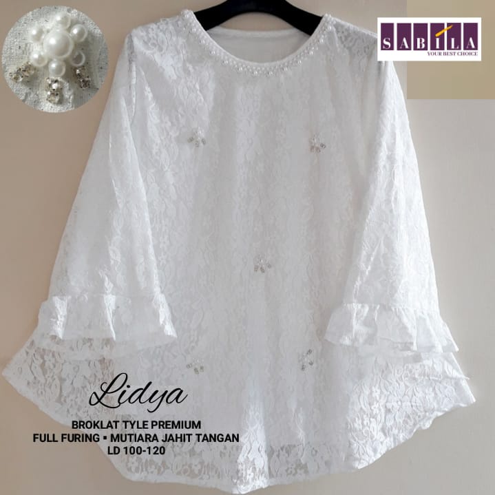 Lidya Blouse Atasan Jumbo Wanita LD 120 XXXL Ori Sabila Bahan Broklat Tile Premium Full Furing