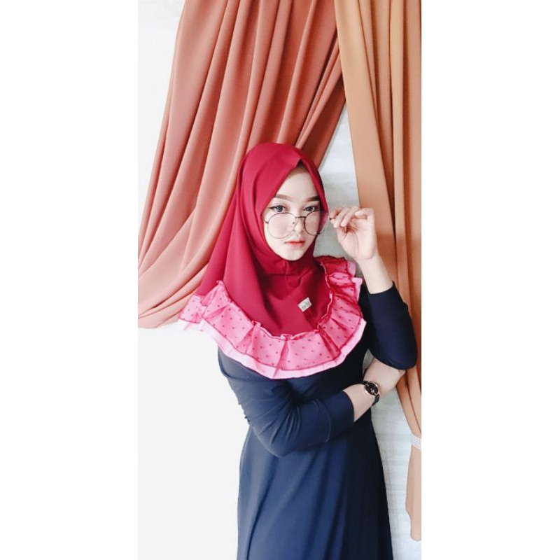 Hijab Jilbab Instan Rempel organza Ori by Vins