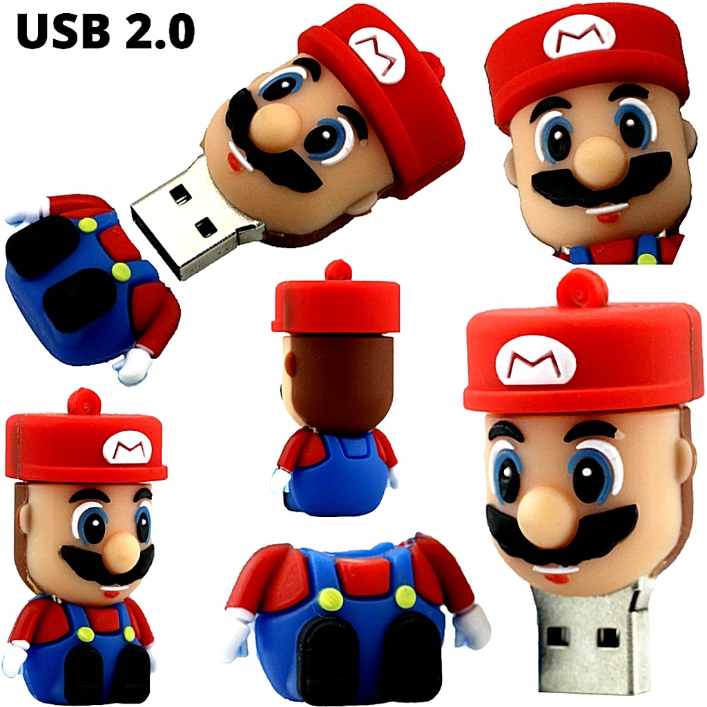 Flash Disk USB 2.0 Kapasitas 1 / 8 / 16 / 32 / 64 / 128gb Bentuk Kartun Super Mario Reliabl