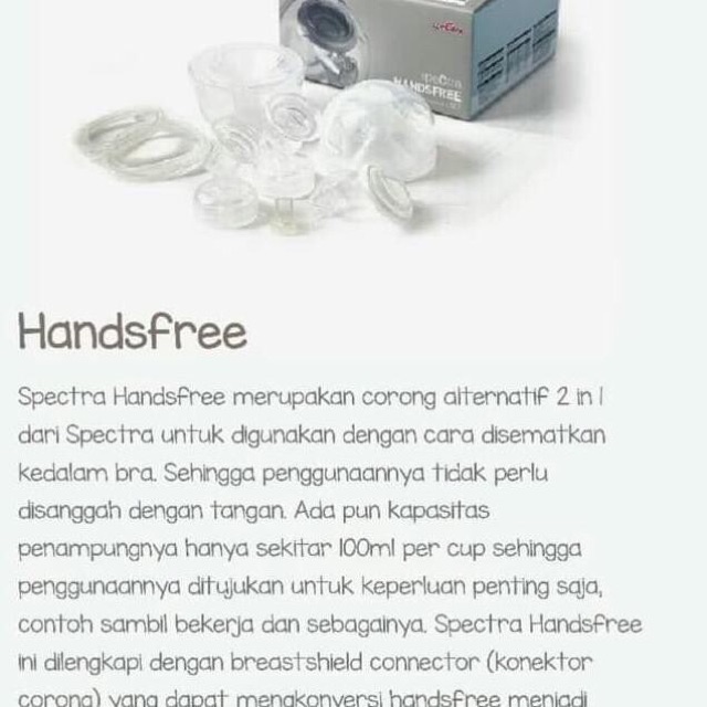 Spectra Handsfree Breastshield/Corong Handsfree Spectra pompa asi