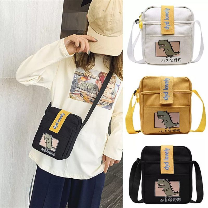 Tas Selempang Wanita Korea Cantik Bahan Kanvas Terbaru