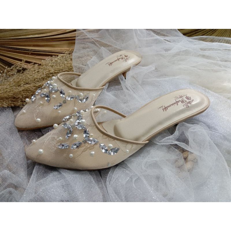 sepatu sexy wedding cream tinggi 3cm sepatu wanita wedding