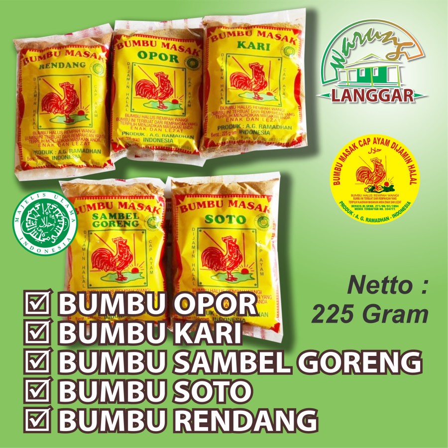 

Bumbu Masak Cap AYAM 225 Gram FRESH (Langsung dari Pabrik)
