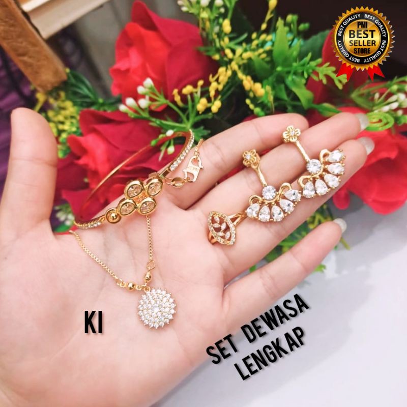 XUPING SET PERHIASAN WANITA DEWASA TERBARU motif pilihan lapis emas gold