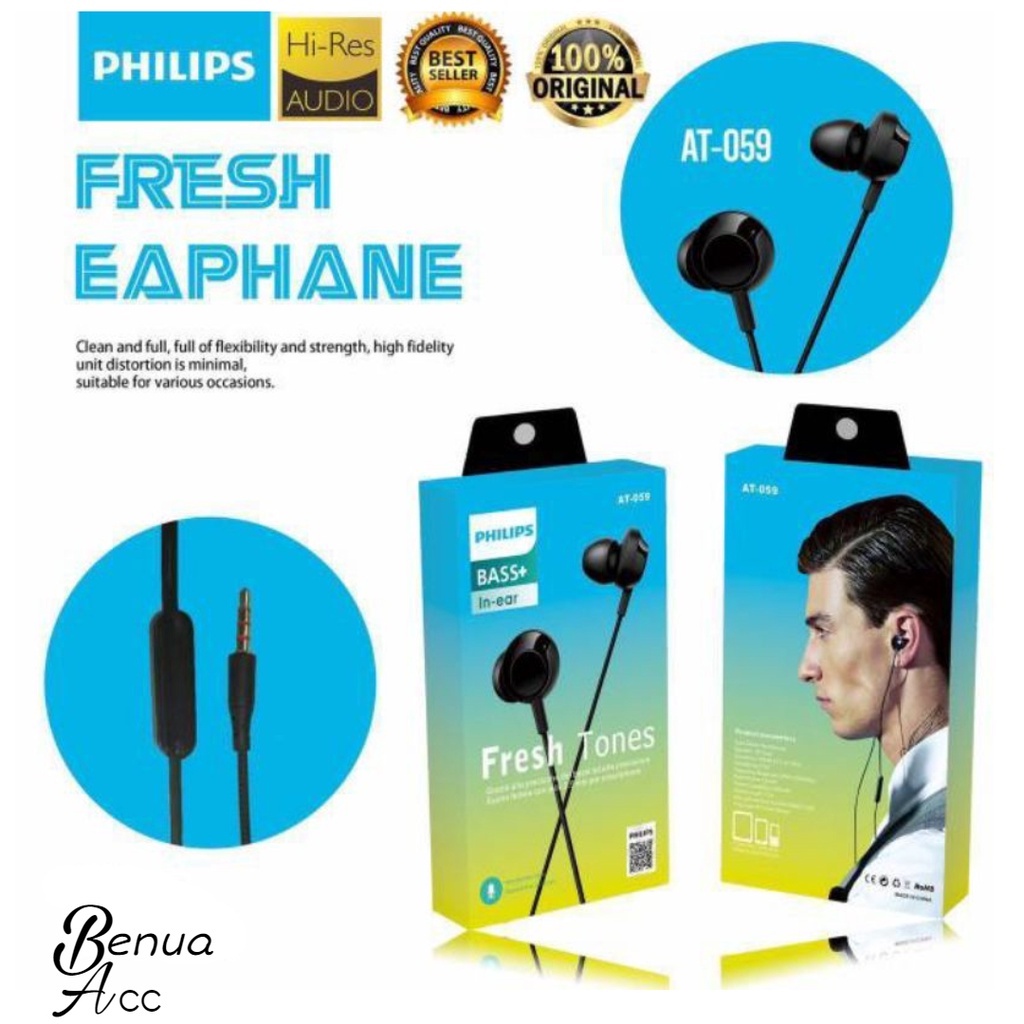 (ba) HEADSET BRAND PHILIPS AT-059 BASS In-Ear EARPHONE