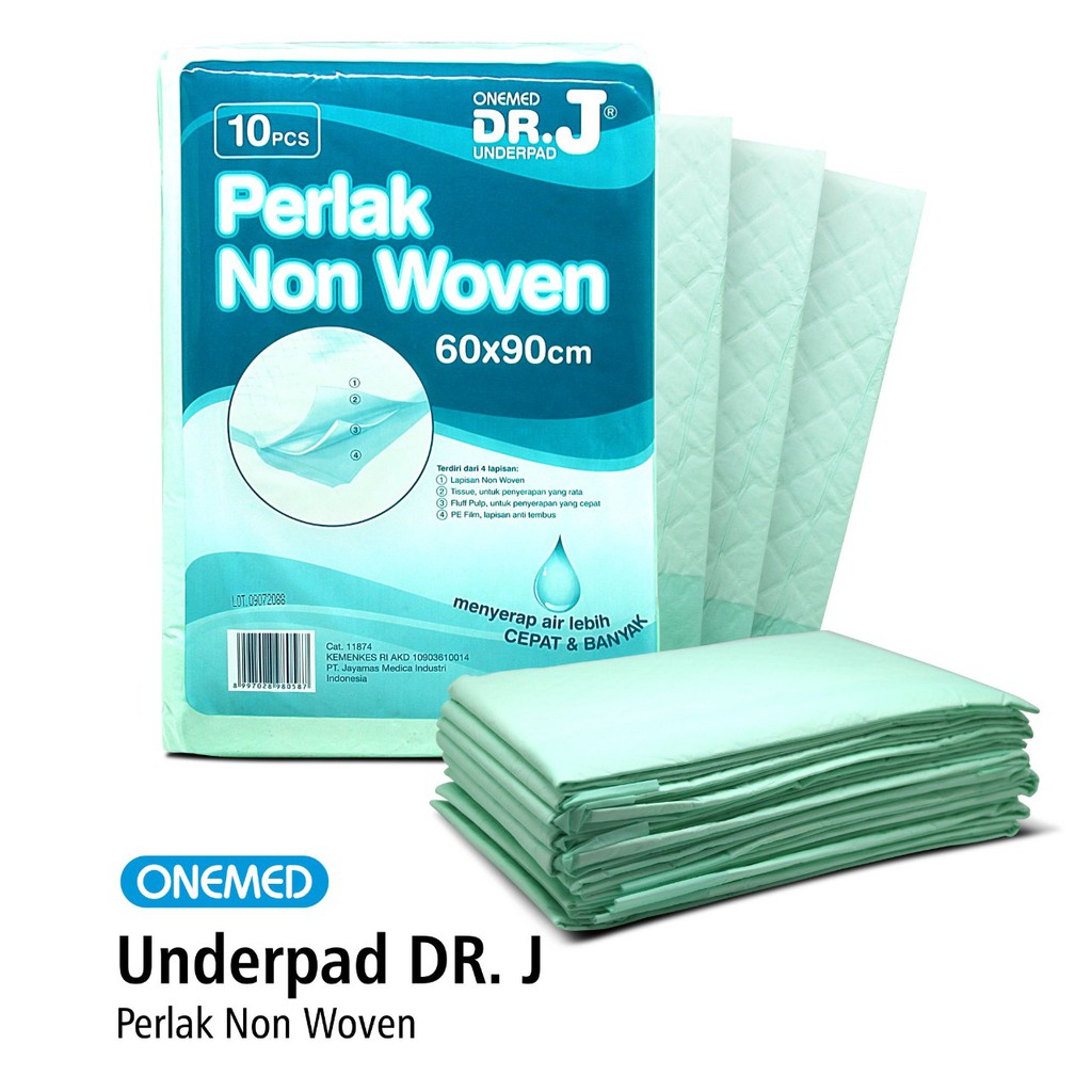 Underpad Dr. J Perlak Alas Popok 60 x 90 cm Onemed Isi 10 Lembar OJ