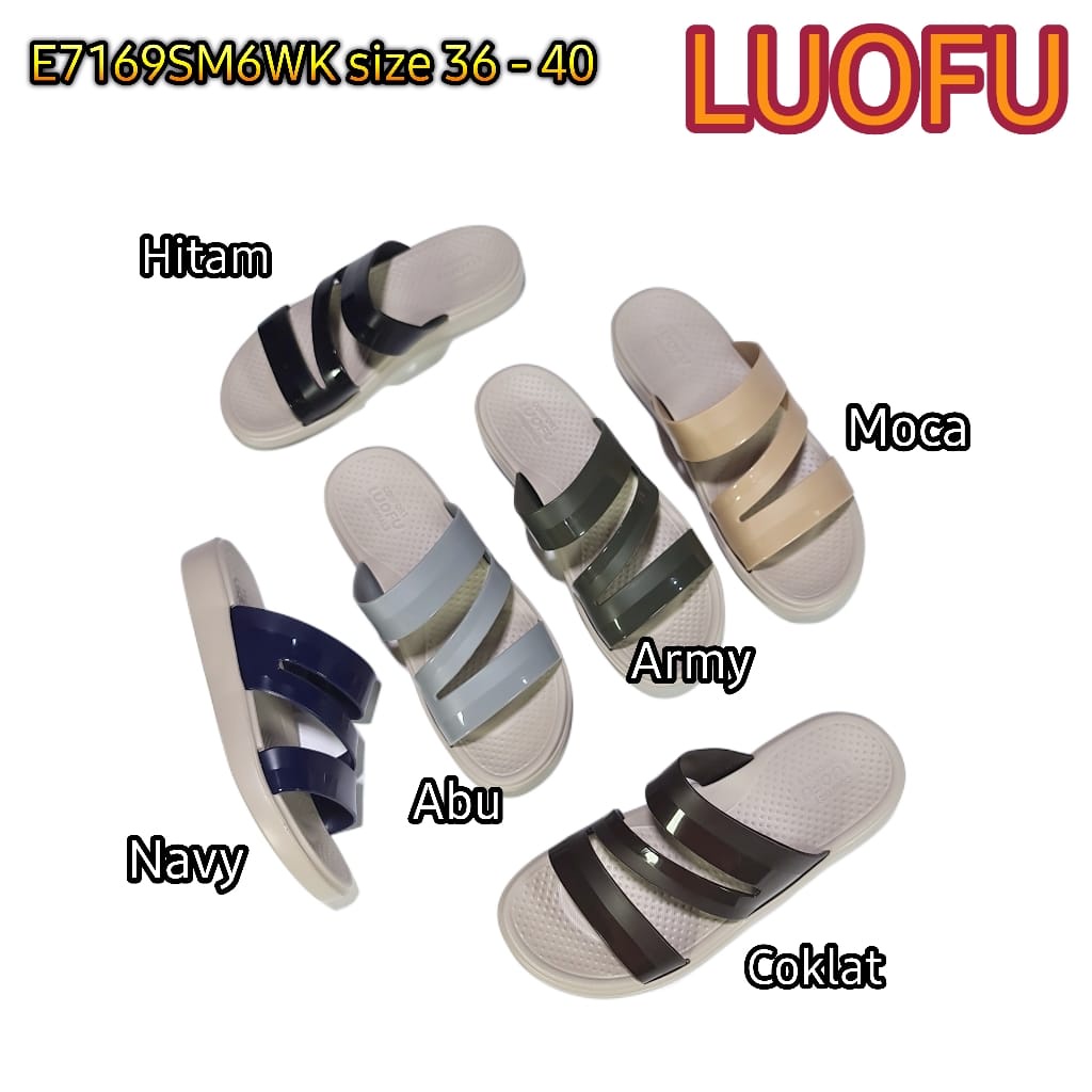 LUOFU ORIGINAL jelly sandal karet empuk murah selop wanita import sendal wanita E7169SM6WK