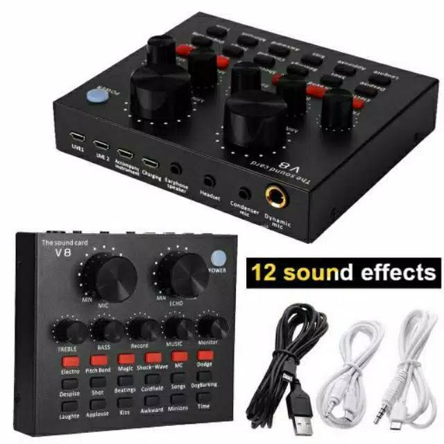 Medan Termurah V8 V8s Bluetooth Soundcard MiXer Gitar Audio ASMR Mic Kondensor Condensor bm 800 8000