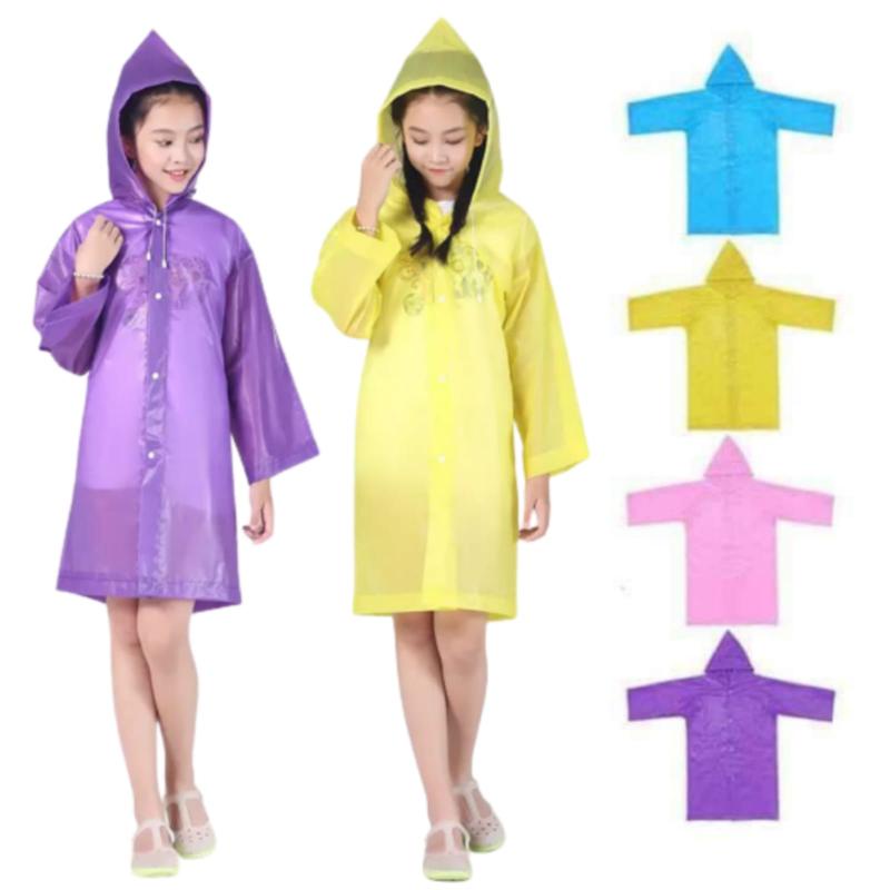 Jas Hujan Anak Balita EVA Hoodie Ponco Polos Tebal Mantel Raincoat Terusan Impor Murah