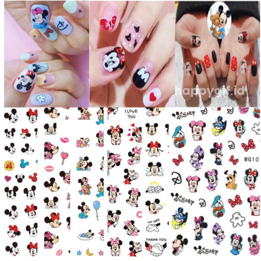 Mickey Minnie Stiker Kuku Stitch Winnie Donald Nail Art Sticker KU032