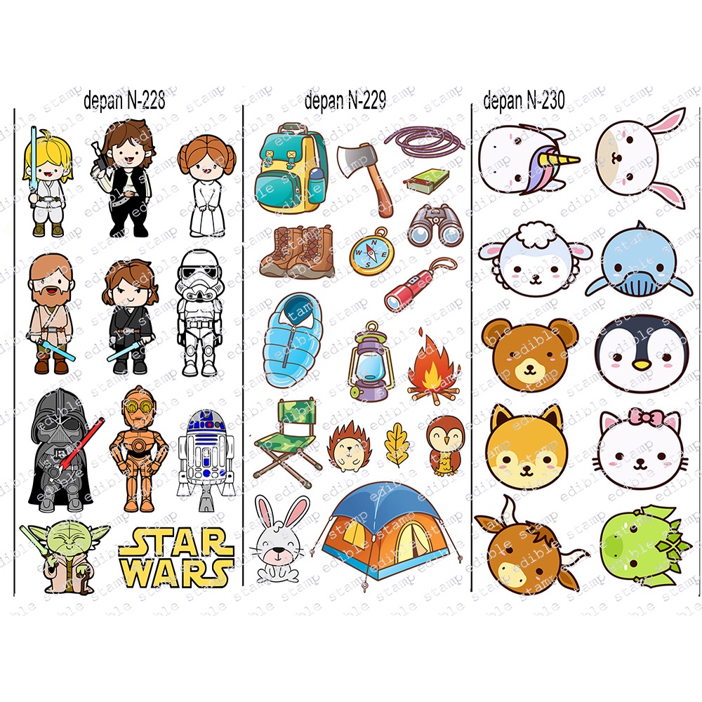

Edible Stamp Stiker Makanan Edible Stiker Edible Image Edible Print Sticker Makanan N228-N230