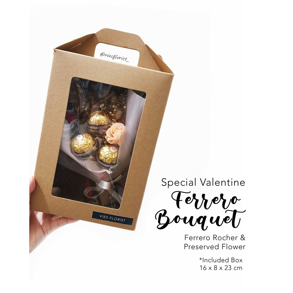 

KADO VALENTINE DAY gift hadiah teman pacar Bunga Coklat Ferrero Rocher Bouquet buket termasuk kotak