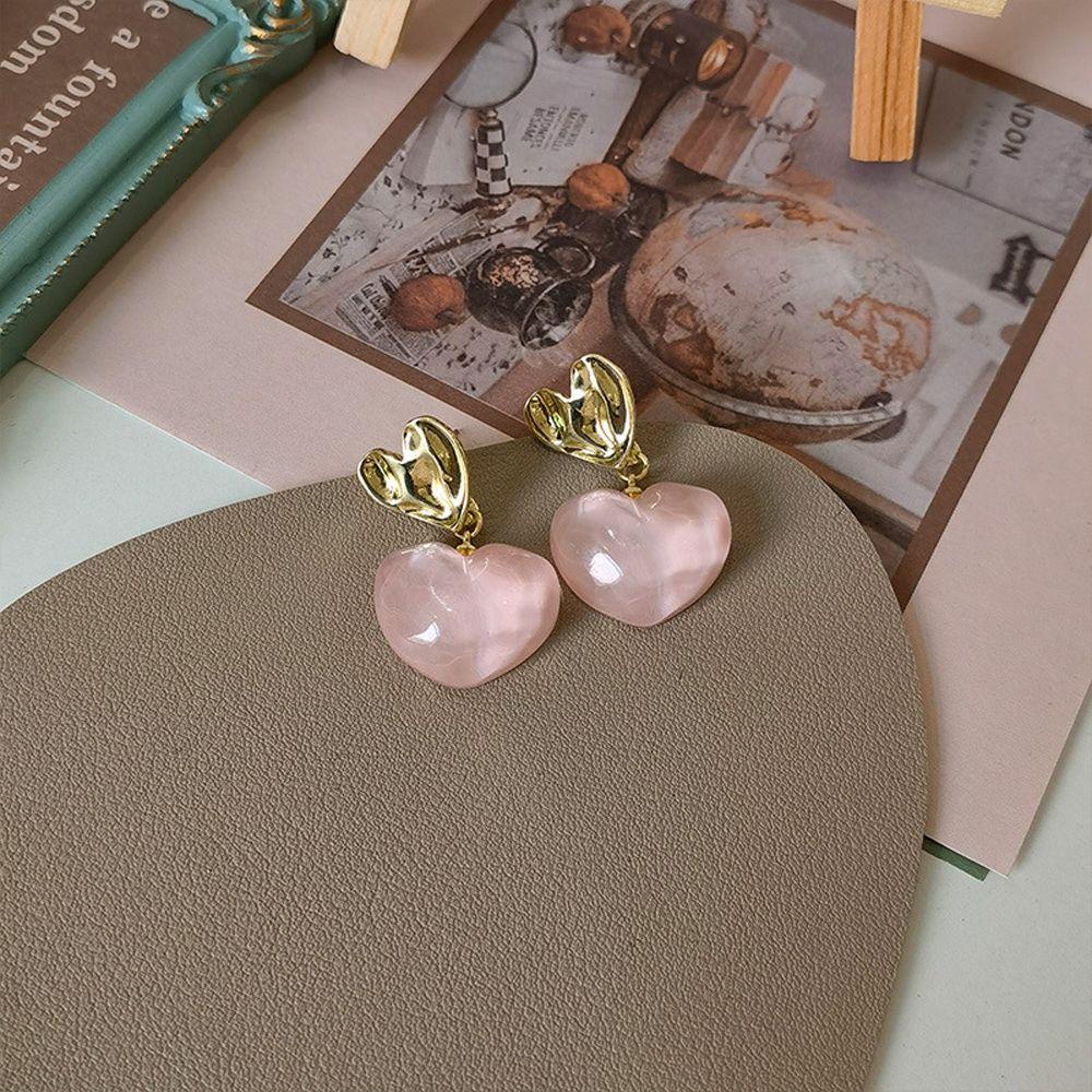 Mxbeauty Anting Menjuntai Wanita Eleagnt Vintage Untuk Perempuan Love Resin Hati Pendent Drop Earrings