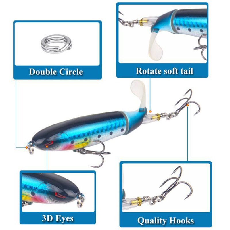 relix nusantara Umpan Pancing Whopper Plopper Popper Soft Lure Umpan Mancing Alat Pancing Umpan Mancing Alat Pancing Murah Soft Plastic Lure Tail Kail Pancing Umpan Pancing Buatan Umpan Ikan 1Pcs 13g/10cm 35g/14cm