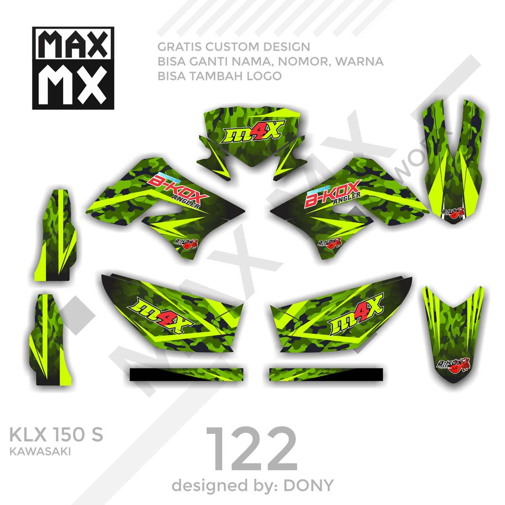 MX-01122 decal klx 150 hijau daun army