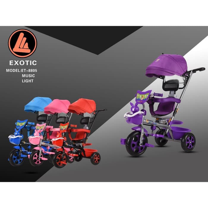 Sepeda Anak Roda Tiga 3 Exotic ET 8805 Murah / Sepeda Stroller / Tricycle Baby Bayi