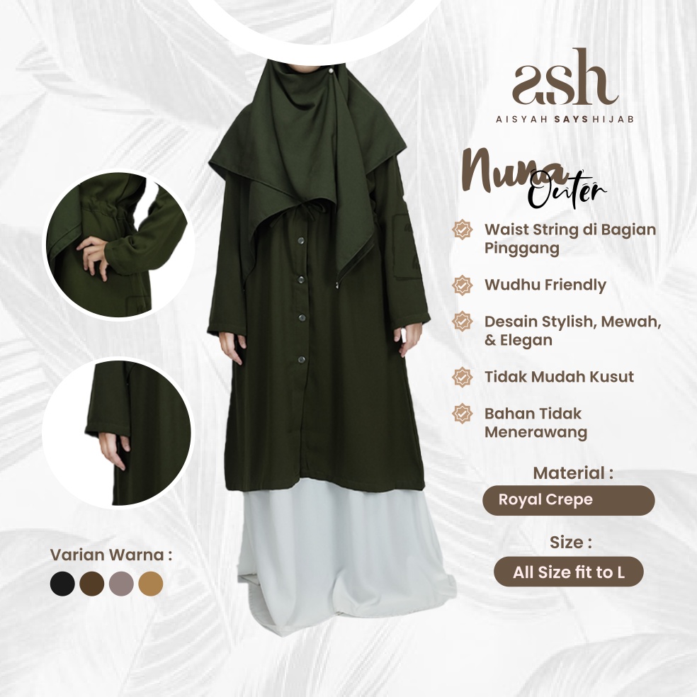 Outer Wanita Crepe Nuna Aisyah Says Hijab