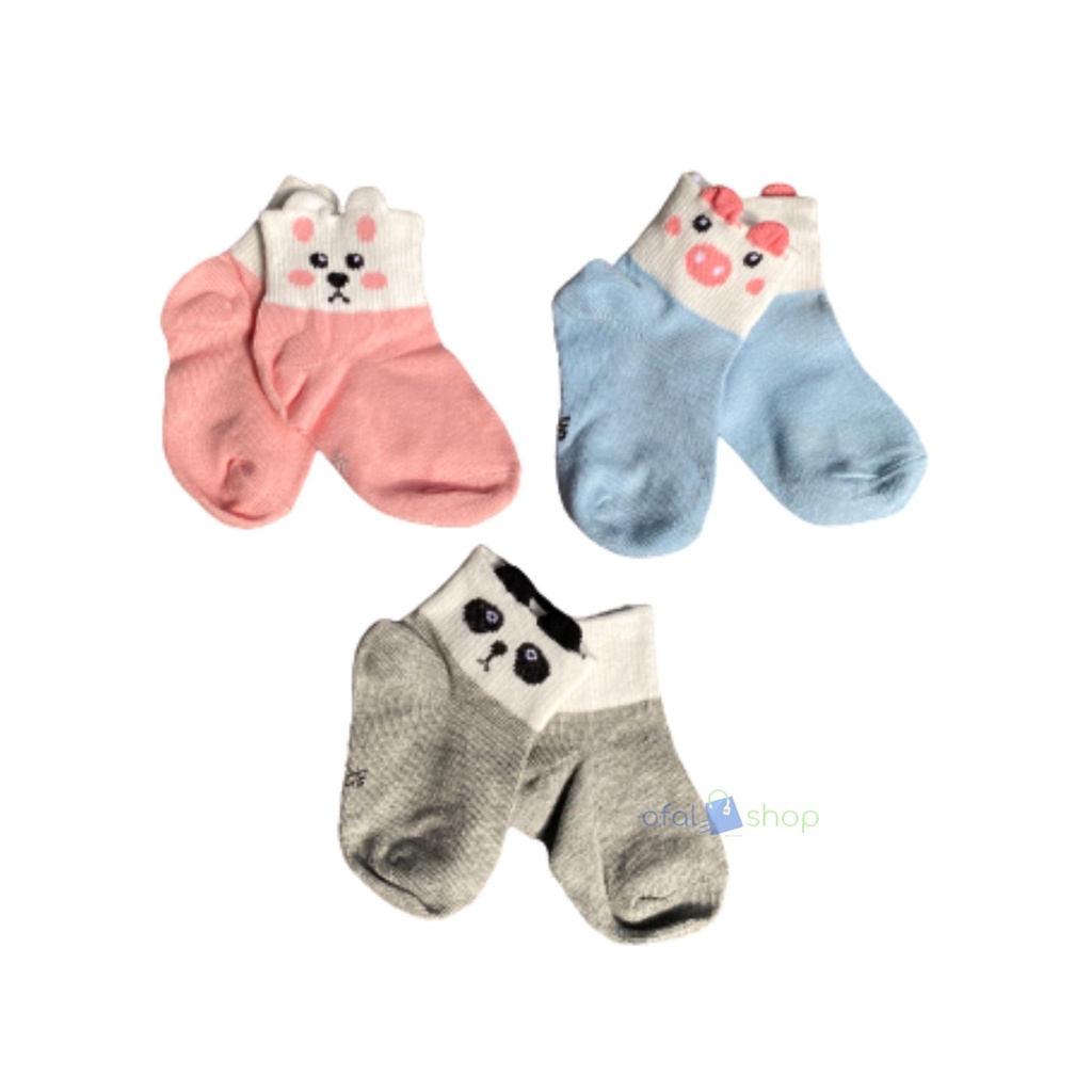 3 pasang kaos kaki anak bayi || kaos kaki anak bayi motif lucu CUTE ANIMAL 3D