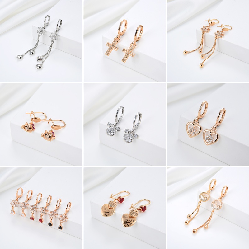 anting titanium wanita emas muda anti karat dewasa tusuk korea asli panjang dan luntur korea style selamanya dewasa 16-24e