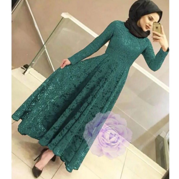 YUNI MAXI DRESS BRUKAT SIMPLE READY 3 UKURAN M L XL-IJOBOTOL
