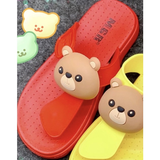 [NEW] Sandal Jepit T Kepala Bear Beruang Anak Remaja Imut Lucu Cute Impor MGR Mokaya Balance (F008) / size 24-29 | 30-35