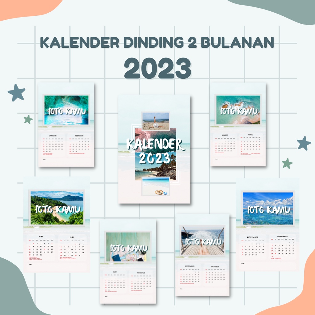 

(2 Bulanan) Kalender 2023 Kalender Dinding 2023 Spiral Kalender Klem Custom Desain Aesthetic KPOP Anime Murah