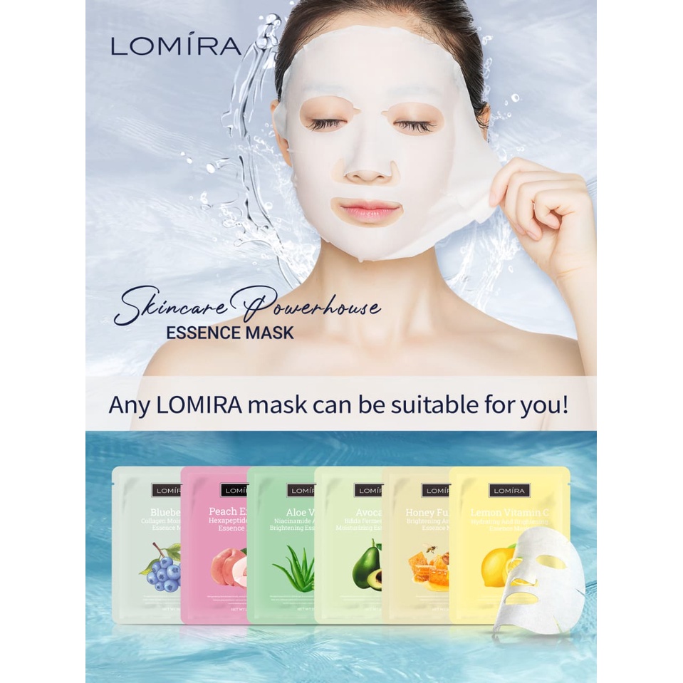 Lomira Essence Mask (Peach | Aloe Vera | Honey | Lemon | Avocado | Blueberry)