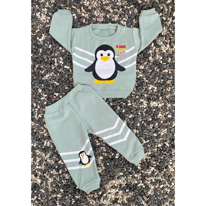 sweater bayi lucu murah motif pinguin lucu setelan 3-18 bulan