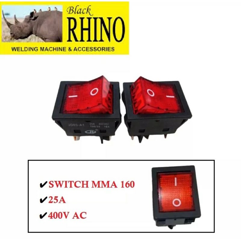 RHINO Saklar 25A 6 Kaki Mesin Las Original MMA 120A dan 160A On Off Travo Las 6 Kaki Cetekan Switch 25 A