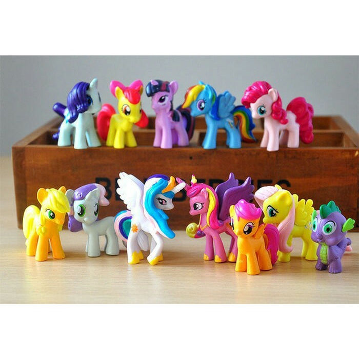 My Little Pony medium Figure Set 12 Pajangan Mainan Miniatur Hiasan Topper Kuda Poni