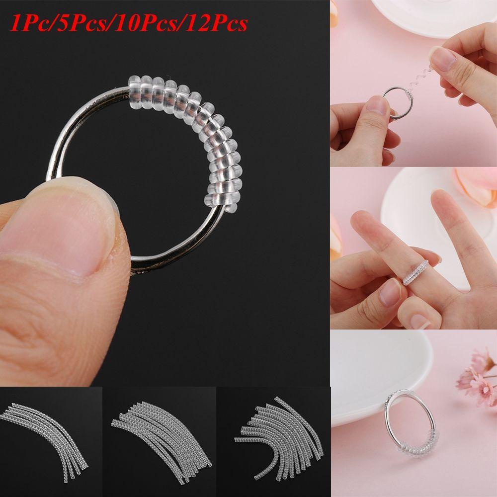 Wonder 1Pc/5Pcs/10Pcs/12Pcs Ring Size Adjuster Pengecil Pengencang Spiral Invisible Baru