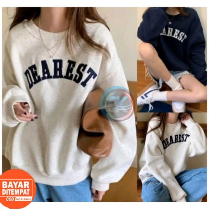 DEarest Sweater Basic Pria Wanita Bahan Fleece