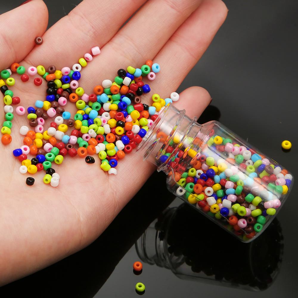 2 Mm 3000 Pcs/Botol Kaca Bening Manik-manik Pesona Ceko Manik-manik Kecil Perhiasan Manik-manik DIY Gelang Kalung untuk Membuat Perhiasan Aksesoris