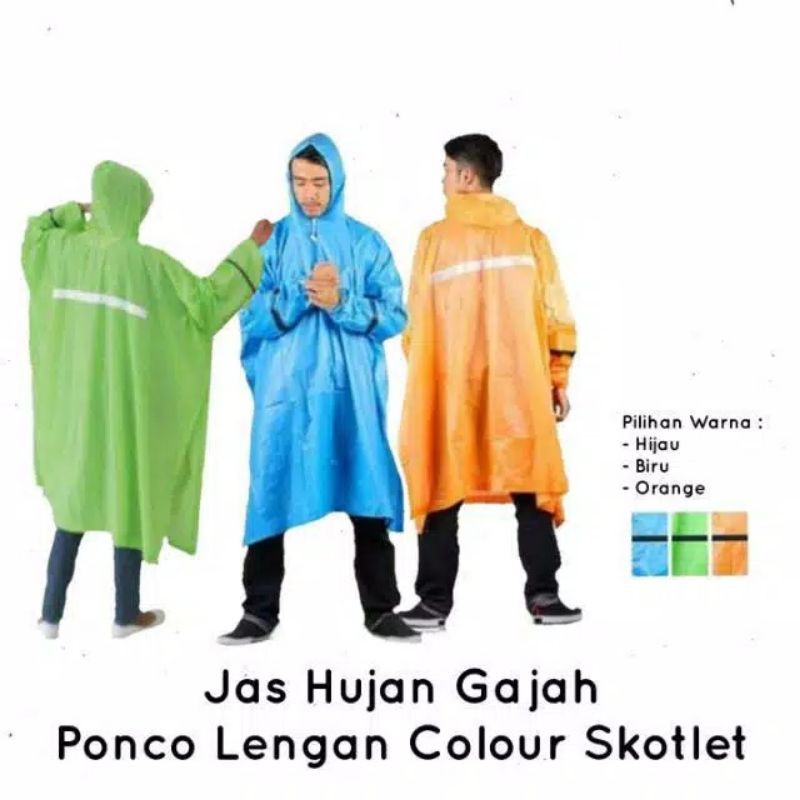 Jas Hujan Ponco Lengan Colour Elepehant Gajah Ibex / Jas Hujan Ponco Lengan Colour Ibex Poncho Murah Terlaris / Kelelawar Kalong Warna Laris