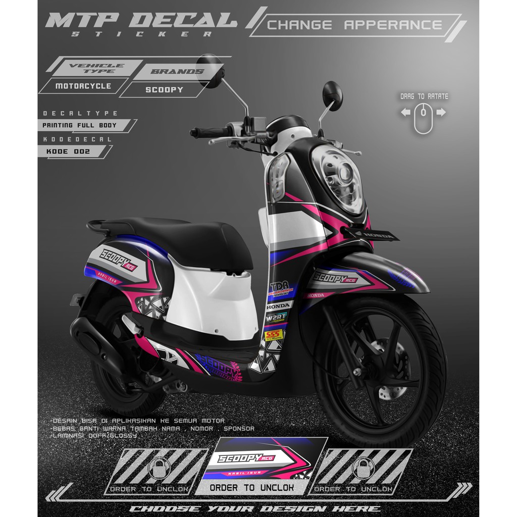 Decal Stiker Dekal sticker Scoopy lama Custom full body MTP - 02
